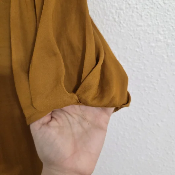 Anthropologie Dolan Mustard Puff Sleeve Top - Picture 3 of 14